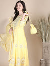 Women Ethnic Motifs Yellow Anarkali Kurta Set with Dupatta and Potli Bag-GW-3162-Yellow