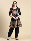 Women Paisley Navy Blue Anarkali Kurti-GW-3190-Navyblue