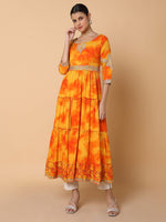 Women Solid Orange Anarkali Kurta with Belt-GW-3443-Orange