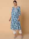 Women Floral Blue Anarkali Kurta-GW-3696-Blue