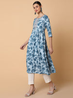 Women Floral Blue Anarkali Kurta-GW-3696-Blue