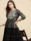 Women Black Floral Anarkali Kurta-GW-4140-Black