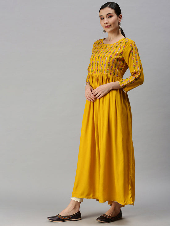 Women Yoke Design Yellow Anarkali Kurta-GW1783-Yellow