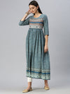 Women Printed Blue Anarkali Kurta-GW2123-Blue