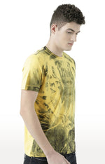 Huetrap Yellow Mens Short Sleeve Graphic Printed Tshirt-HT17MKGRAYLW00613