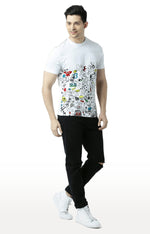 Huetrap White Mens Short Sleeve Graphic Printed Tshirt-HT16MKGRAWHT00376