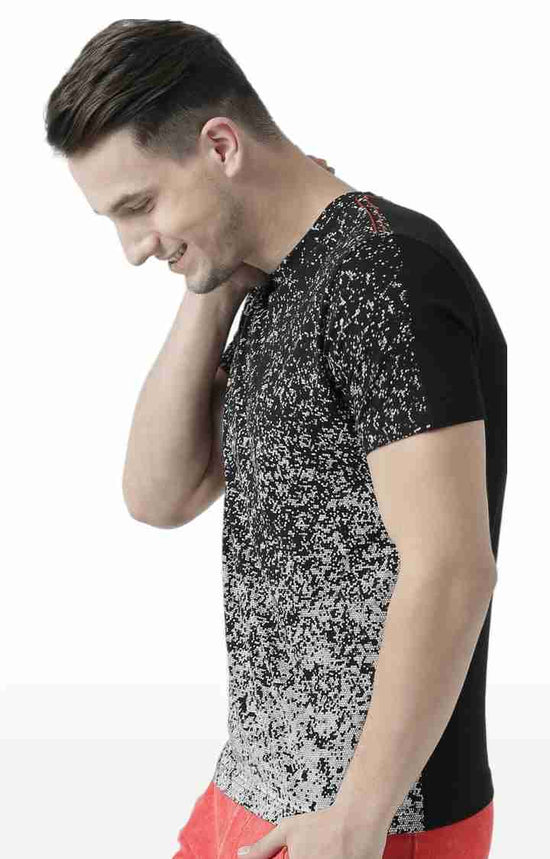 Huetrap Black Mens Short Sleeve Graphic Printed Tshirt-HT17MKGRABLK00582