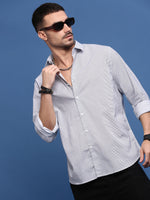 Men White Graphic Slim Fit Shirt-Gideon-3285-White