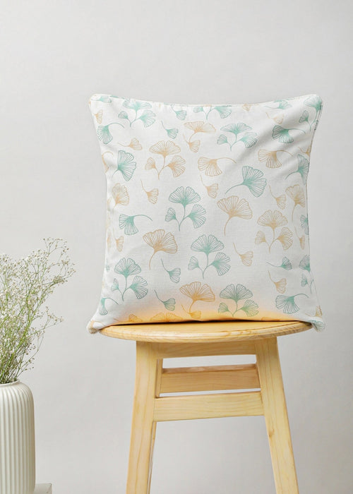 Gingko Printed 100% cotton floral cushion cover for sofa - Nile Blue-230451038