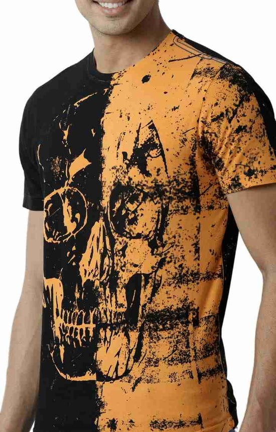 Huetrap Orange Mens Short Sleeve Graphic Printed Tshirt-HT15MKGRABZO00117