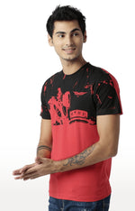 Huetrap Red Mens Short Sleeve Graphic Printed Tshirt-HT16MKGRARED00405