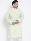 Hangup Men Standard Solid Men's Indian Wear-Green_Linen_OnlyLongKurta