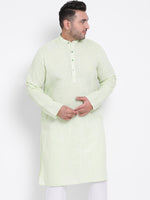 Hangup Men Standard Solid Men's Indian Wear-Green_Linen_OnlyLongKurta