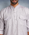 Hangup Men Standard Solid Men's Indian Wear-Grey_2Pkt_Short_2Kurta