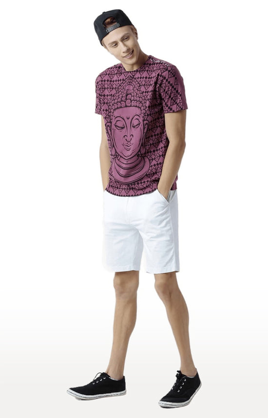 Huetrap Maroon Mens Short Sleeve Graphic Printed Tshirt-HT16MKGRAPLU00298