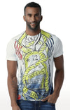 Huetrap White Mens Short Sleeve Graphic Printed Tshirt-HT15MKGRAOFW00114