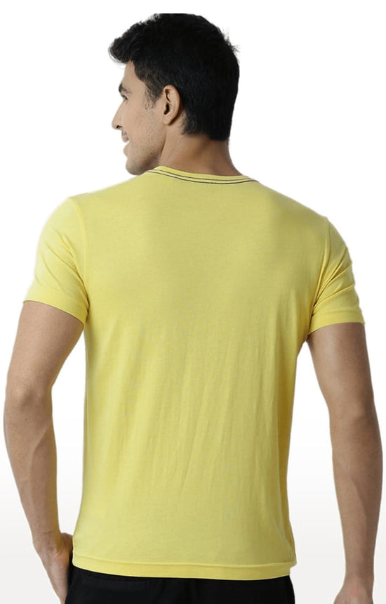 Huetrap Yellow Mens Short Sleeve Graphic Printed Tshirt-HT15MKGRAYLW00001