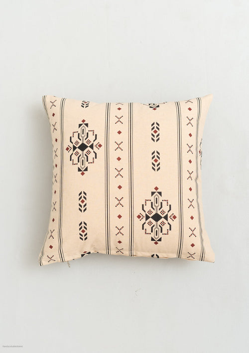 Gypsy 100% cotton geometric cushion cover for sofa - Black-240455005