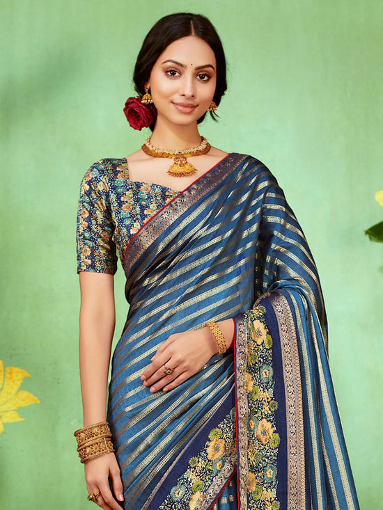 Saree Mall Women's Soft  Blue Embellished Designer Saree With Blouse Piece-HBUTAI40132