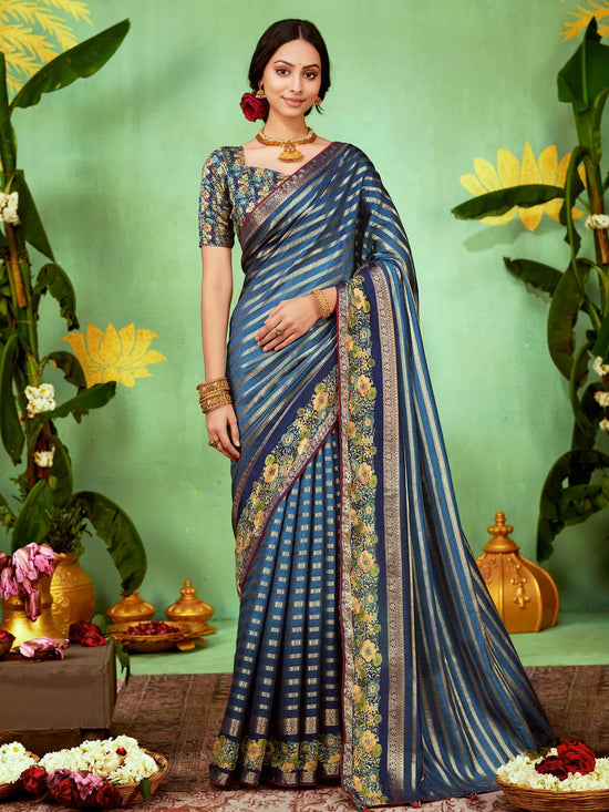 Saree Mall Women's Soft  Blue Embellished Designer Saree With Blouse Piece-HBUTAI40132