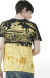 Huetrap Yellow Mens Short Sleeve Graphic Printed Tshirt-HT17MKGRAYLW00608