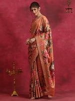 Saree Mall Women's Cotton Blend Orange Printed Designer Saree With Blouse Piece-HIBRO101D