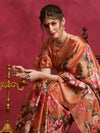 Saree Mall Women's Cotton Blend Orange Printed Designer Saree With Blouse Piece-HIBRO101D