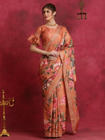 Saree Mall Women's Cotton Blend Orange Printed Designer Saree With Blouse Piece-HIBRO101D