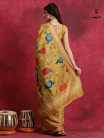 Saree Mall Women's Cotton Blend Mustard Printed Designer Saree With Blouse Piece-HIBRO103D