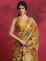 Saree Mall Women's Cotton Blend Mustard Printed Designer Saree With Blouse Piece-HIBRO103D