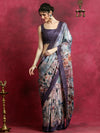 Saree Mall Women's Cotton Blend Violet Printed Designer Saree With Blouse Piece-HIBRO104A