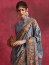 Saree Mall Women's Cotton Blend Grey Printed Designer Saree With Blouse Piece-HIBRO105B