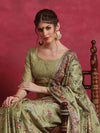 Saree Mall Women's Cotton Blend Olive Printed Designer Saree With Blouse Piece-HIBRO105C