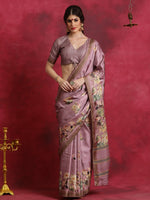 Saree Mall Women's Cotton Blend Mauve Printed Designer Saree With Blouse Piece-HIBRO107C