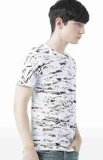 Huetrap White Mens Short Sleeve Graphic Printed Tshirt-HT17MKGRAWHT00594