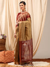 Saree Mall Women's  Cotton Beige Woven Design Designer Saree With Blouse Piece-HNDS755