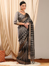 Saree Mall Women's  Cotton Grey Woven Design Designer Saree With Blouse Piece-HNDS756