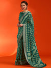 Saree Mall Women's Cotton  Teal Green Printed Designer Saree With Blouse Piece-HOLAND07G