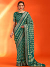 Saree Mall Women's Cotton  Teal Green Printed Designer Saree With Blouse Piece-HOLAND07G