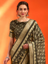 Saree Mall Women's Cotton  Olive Printed Designer Saree With Blouse Piece-HOLAND07H