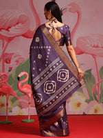 Saree Mall Women's  Blend Purple Printed Designer Saree With Blouse Piece-HOLAND101B