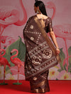 Saree Mall Women's  Blend Brown Printed Designer Saree With Blouse Piece-HOLAND101D