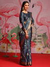 Saree Mall Women's  Blend Grey Printed Designer Saree With Blouse Piece-HOLAND201C