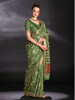 Saree Mall Women's  Blend Light Green Printed Designer Saree With Blouse Piece-HOLAND27B