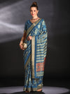 Saree Mall Women's  Blend Blue Printed Designer Saree With Blouse Piece-HOLAND27C