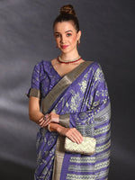 Saree Mall Women's  Blend Purple Printed Designer Saree With Blouse Piece-HOLAND27D