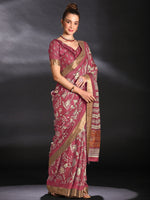 Saree Mall Women's  Blend Pink Printed Designer Saree With Blouse Piece-HOLAND27F