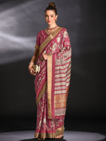 Saree Mall Women's  Blend Pink Printed Designer Saree With Blouse Piece-HOLAND27F