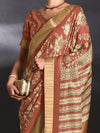 Saree Mall Women's  Blend Brown Printed Designer Saree With Blouse Piece-HOLAND27G