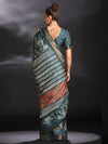 Saree Mall Women's  Blend Teal Blue Printed Designer Saree With Blouse Piece-HOLAND27H